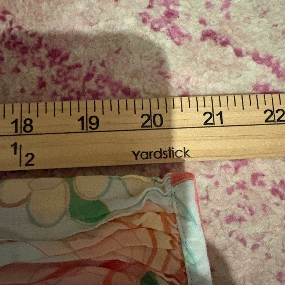 Talbots Womens XL Blouse Pink Yellow Floral Paisley Pintuck Cotton Split Neck - Picture 9 of 9